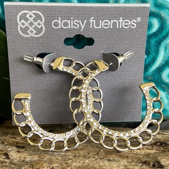 Silver Hoops Daisy Fuentes Fashion Earrings $16ea / 3 for $25 - Picture 8 of 9